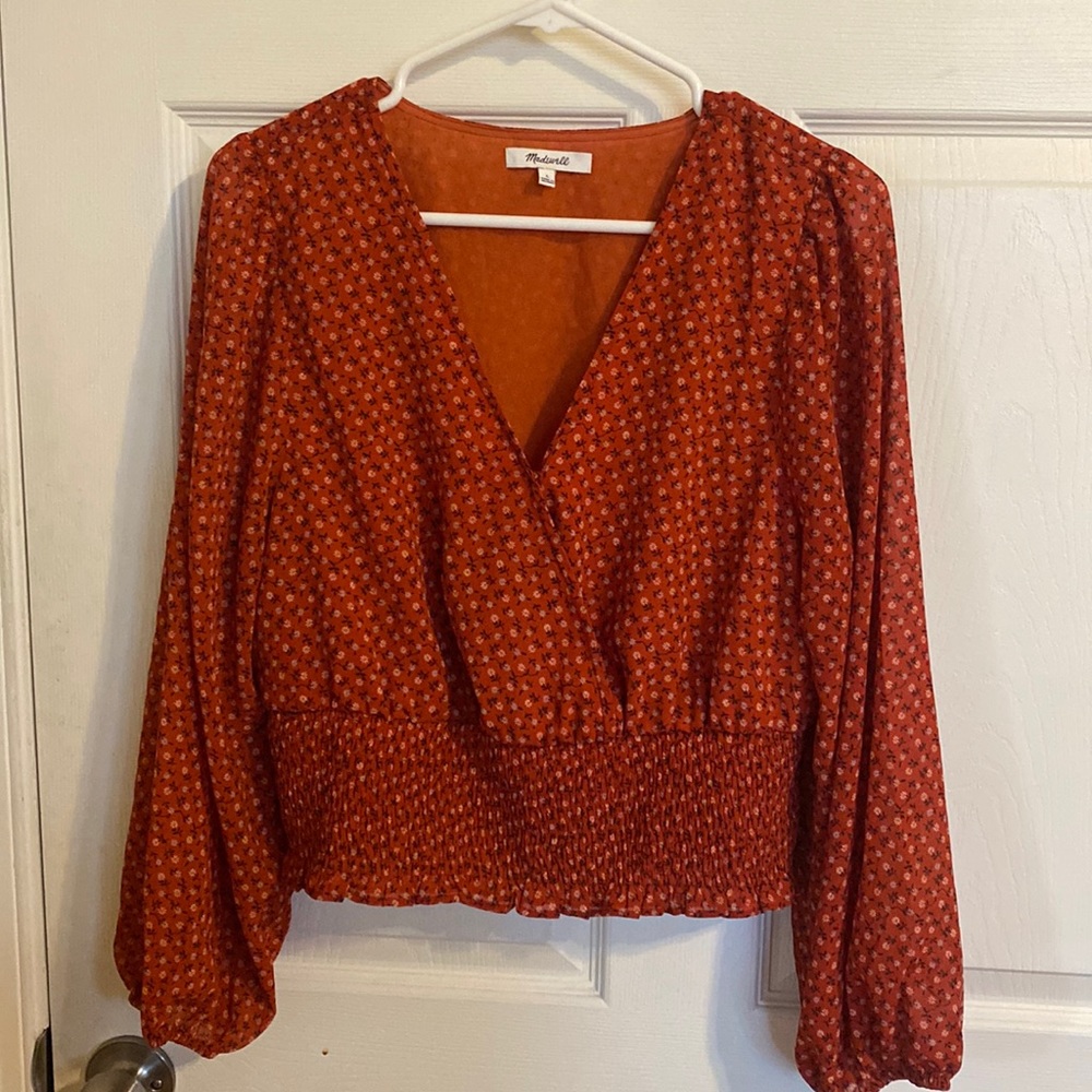 Madewell cropped faux wrap top